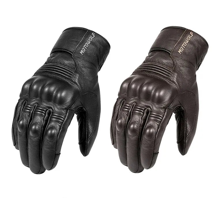 Gants de moto imperméables en cuir de qualité supérieure pour hommes ou femmes, unisexe, Protection thermique chaude, cyclisme, ski de neige 