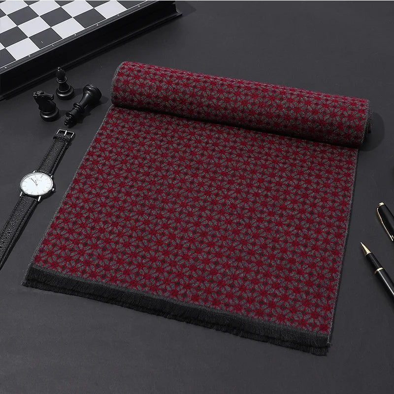 High-Quality Winter classic cashmere feel blend scarf for Men vintage long luxury shawl great  gift