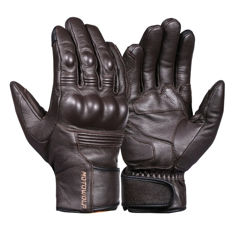 Gants de moto imperméables en cuir de qualité supérieure pour hommes ou femmes, unisexe, Protection thermique chaude, cyclisme, ski de neige 