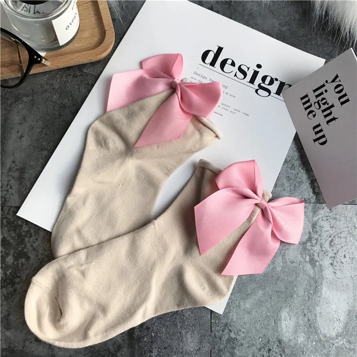 Bow cotton chic and elegant women socks one size EUR35-39 many colours to choose from