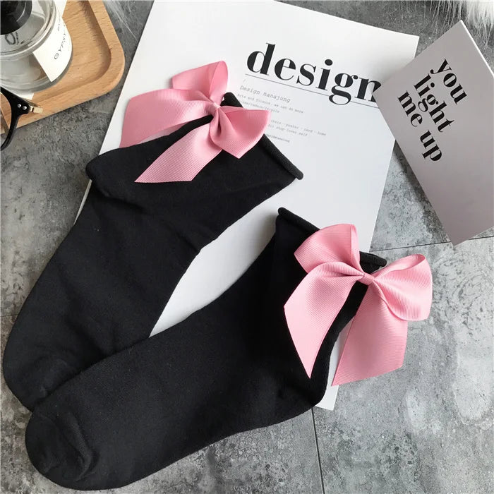 Bow cotton chic and elegant women socks one size EUR35-39 many colours to choose from