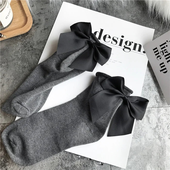 Bow cotton chic and elegant women socks one size EUR35-39 many colours to choose from