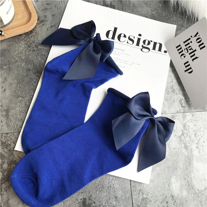 Bow cotton chic and elegant women socks one size EUR35-39 many colours to choose from