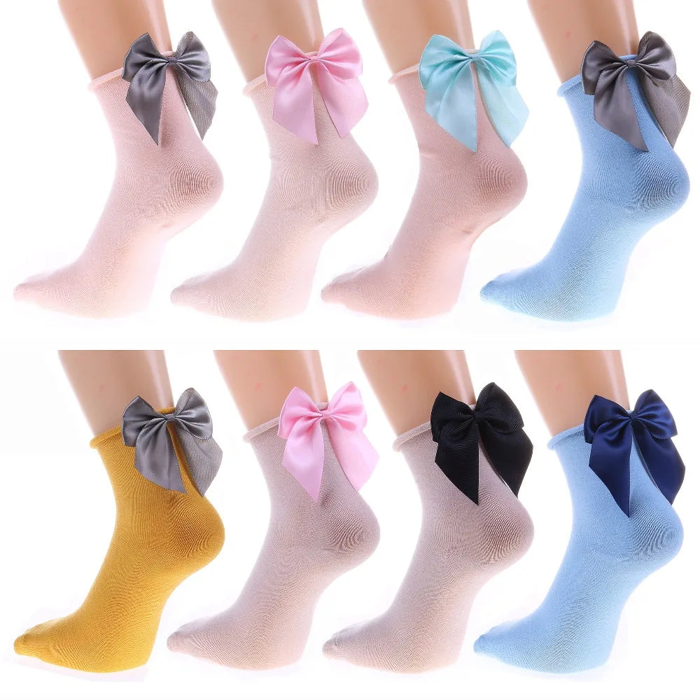 Bow cotton chic and elegant women socks one size EUR35-39 many colours to choose from