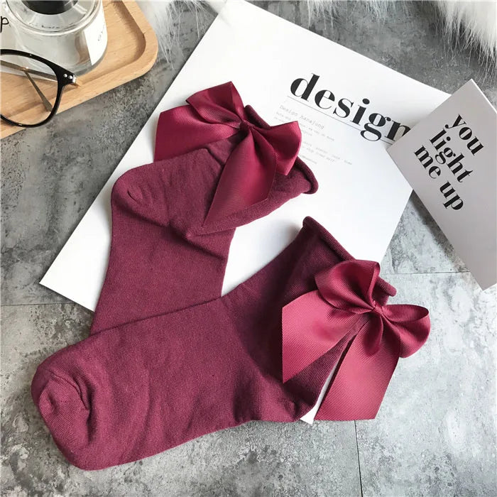 Bow cotton chic and elegant women socks one size EUR35-39 many colours to choose from