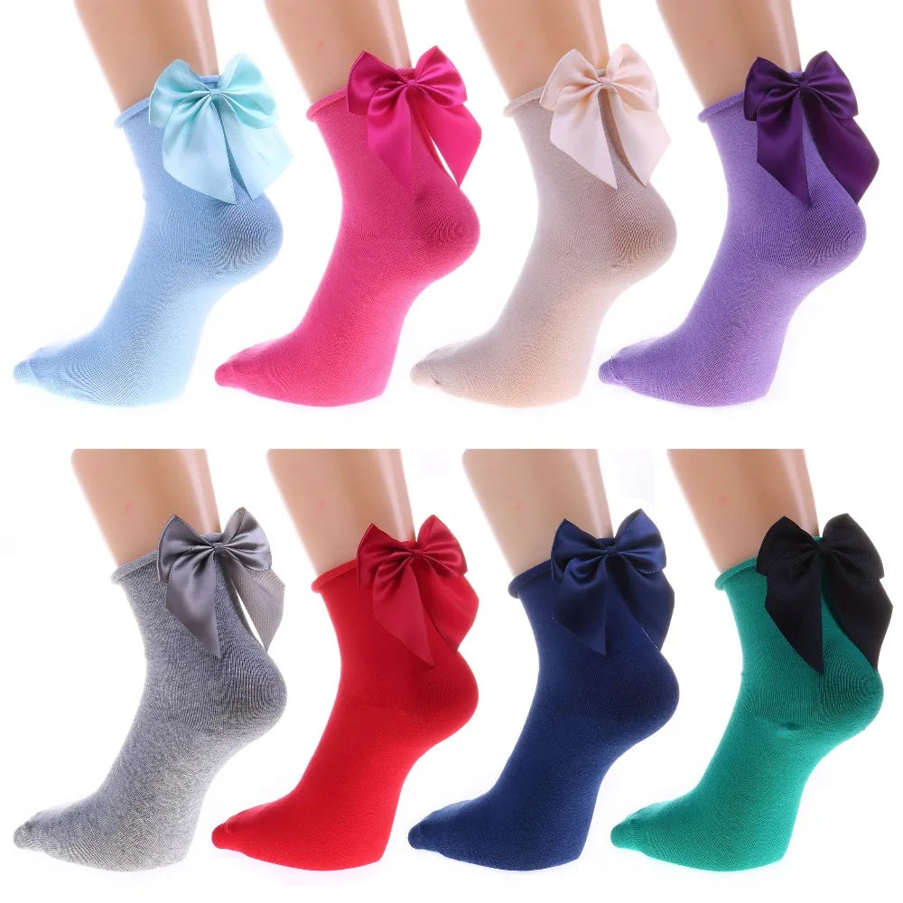 Bow cotton chic and elegant women socks one size EUR35-39 many colours to choose from