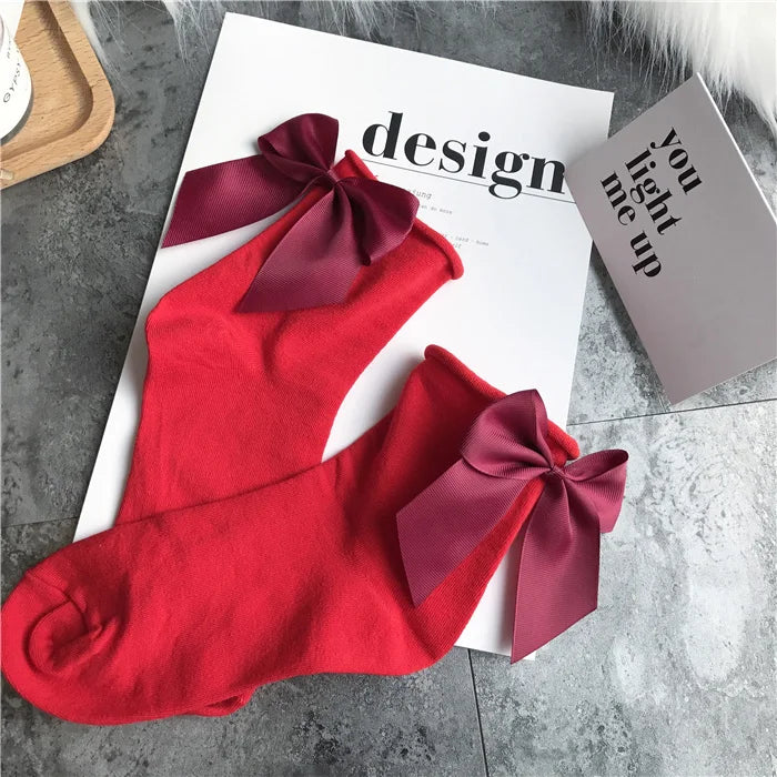 Bow cotton chic and elegant women socks one size EUR35-39 many colours to choose from