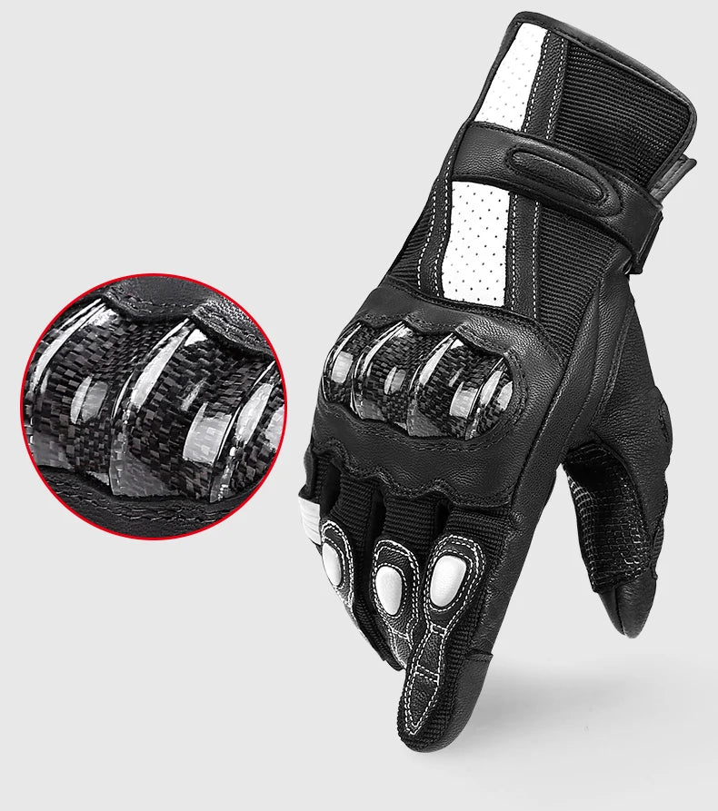 Stylish genuine leather touchscreen motorcycle Gloves for the ultimate riding comfort for men or women