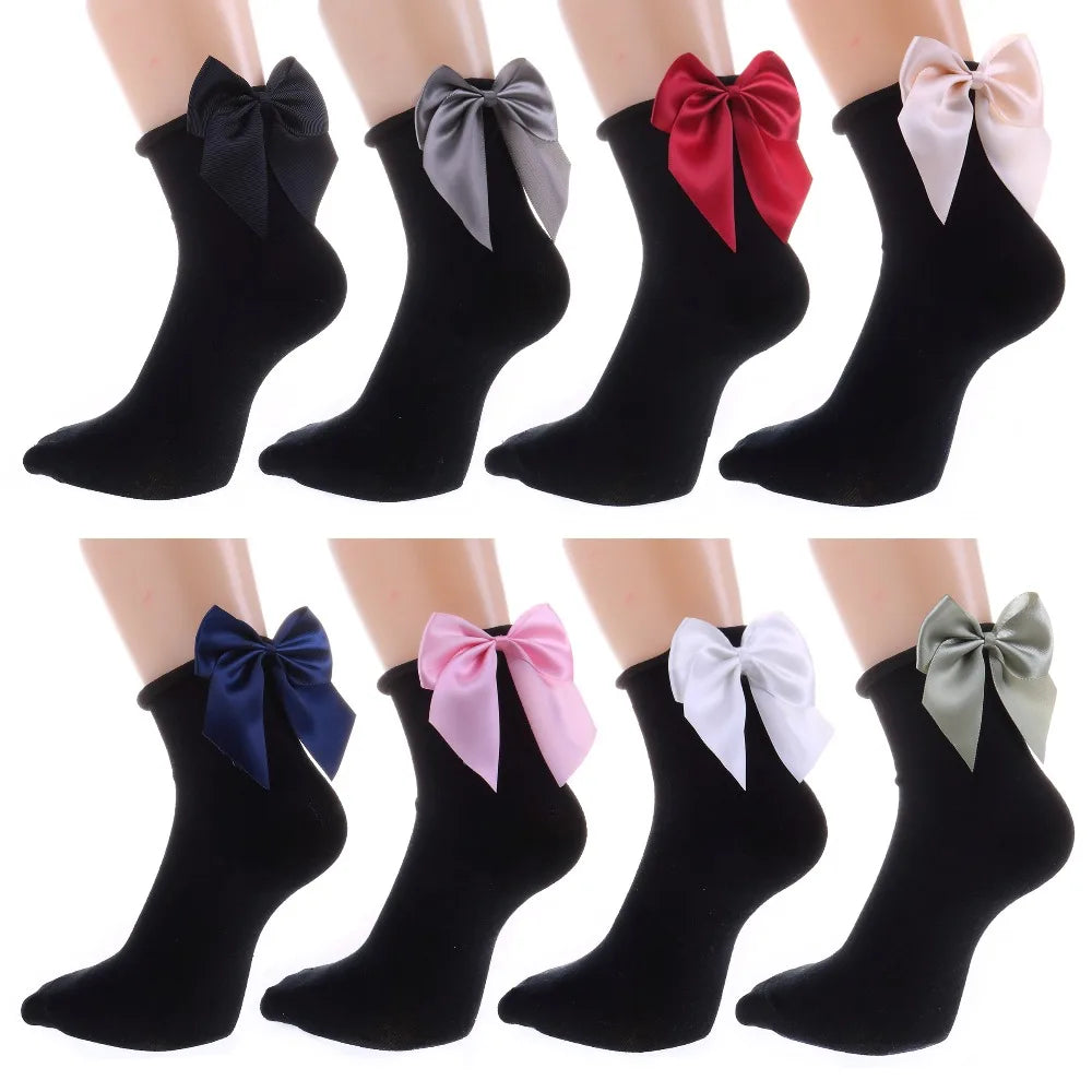 Bow cotton chic and elegant women socks one size EUR35-39 many colours to choose from