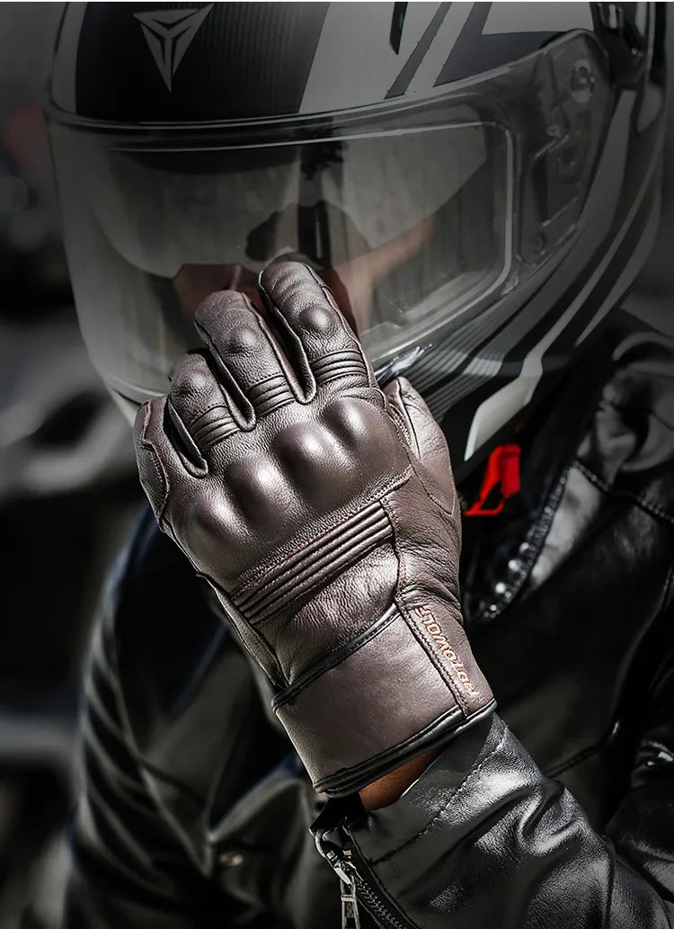 Gants de moto imperméables en cuir de qualité supérieure pour hommes ou femmes, unisexe, Protection thermique chaude, cyclisme, ski de neige 