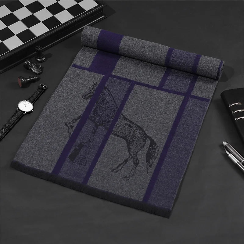 High-Quality Winter classic cashmere feel blend scarf for Men vintage long luxury shawl great  gift