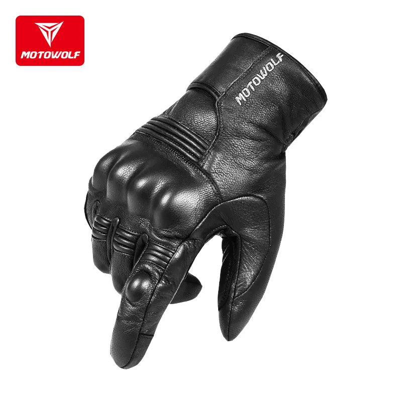 Gants de moto imperméables en cuir de qualité supérieure pour hommes ou femmes, unisexe, Protection thermique chaude, cyclisme, ski de neige 