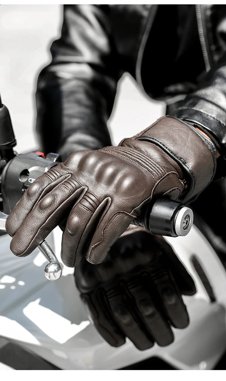 Gants de moto imperméables en cuir de qualité supérieure pour hommes ou femmes, unisexe, Protection thermique chaude, cyclisme, ski de neige 