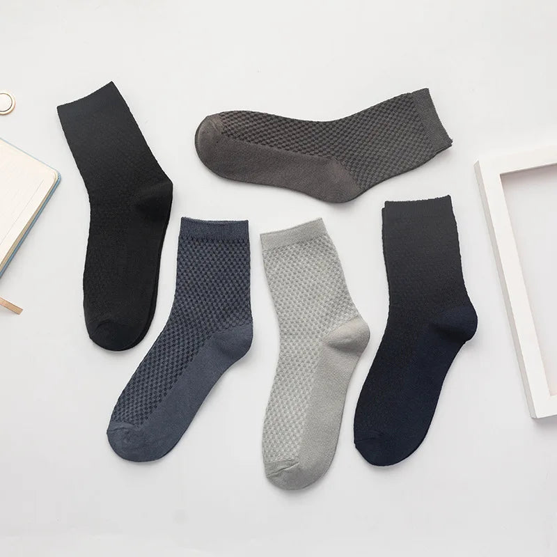 Ensemble de 5 paires de chaussettes de compression respirantes en fibre de bambou pour hommes, collection professionnelle formelle et décontractée pour grandes tailles EU 38-48