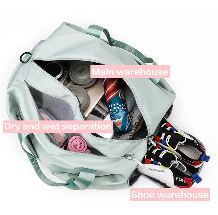 Versatile women's sports gym bag for travel dry wet bag handbags for multifunctional use - ideal for swimming, fitness, yoga, pilates and weekend getaways!