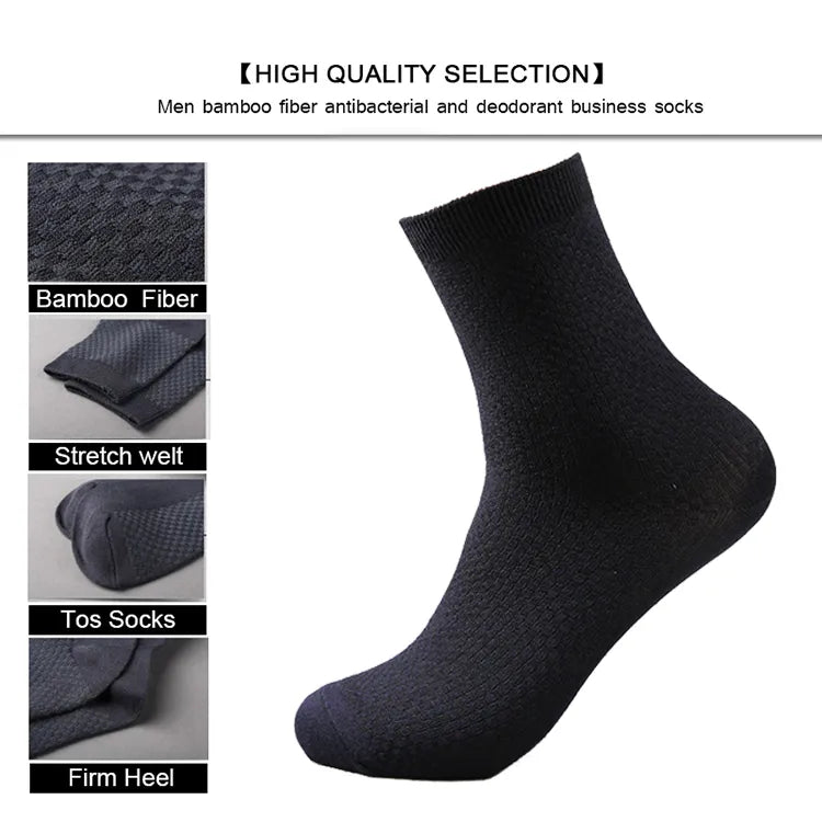 10 Pairs of Men's Bamboo Fiber Compression Socks, Ideal for Business Casual Dress, Plus Size 42-45, Perfect Gift