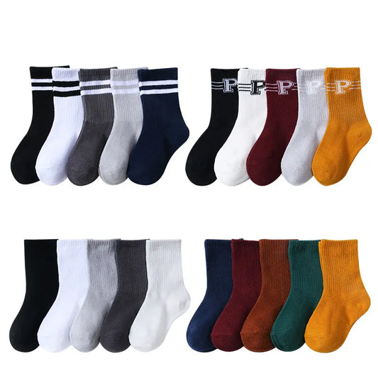 High Elastic Cotton Children Socks for Boys & Girls box of 5 pairs