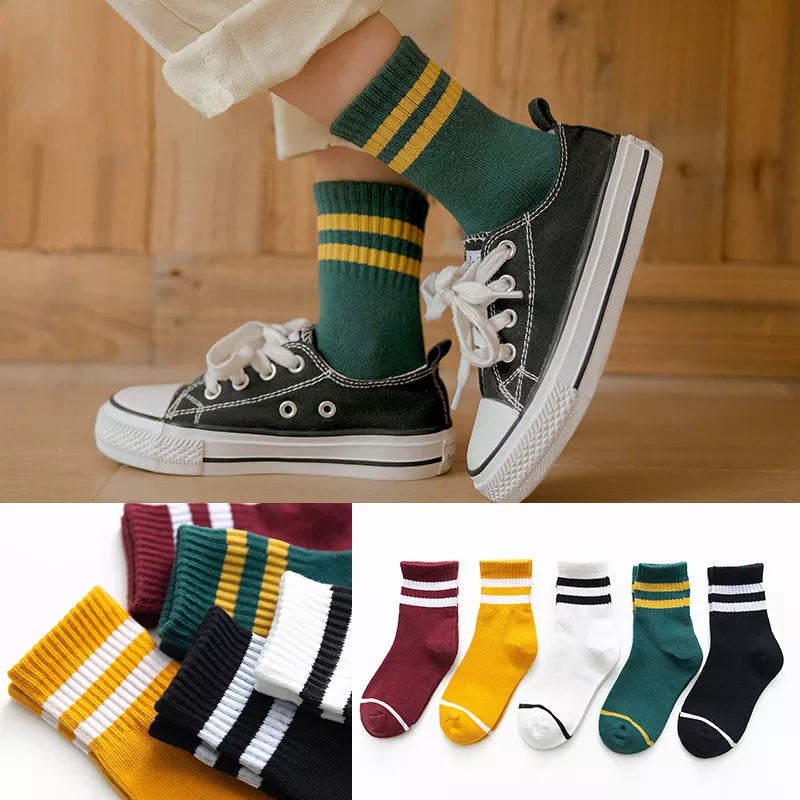 5 pairs set of cute cotton kids socks for all seasons a breathable mesh delight (3-11 years)