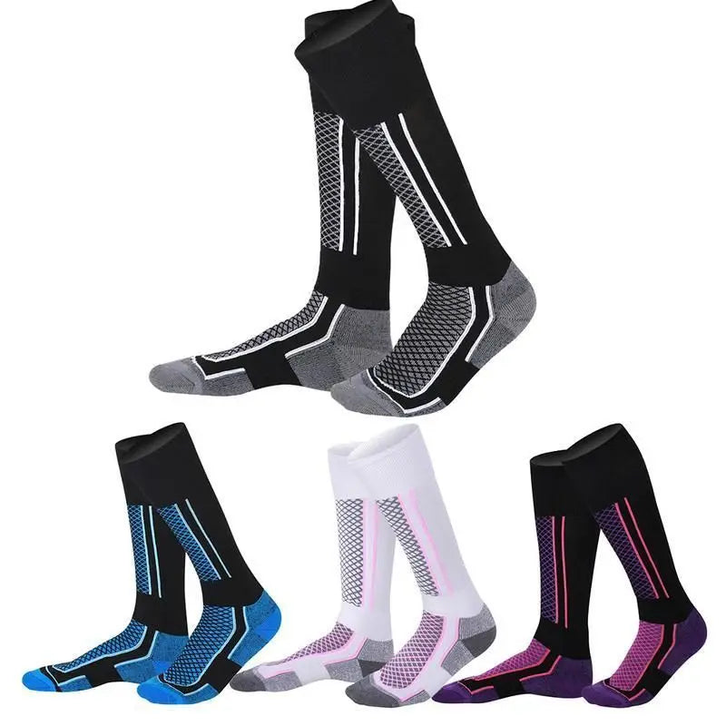 Chaussettes de ski épaisses pour femmes, hommes, enfants-chaussettes de sport hautes anti-froid pour le ski, la randonnée