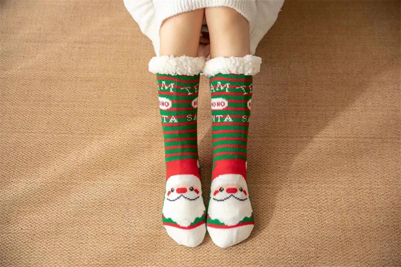 Winter kids cartoon Christmas socks  warm Non-slip thermal cute family Socks