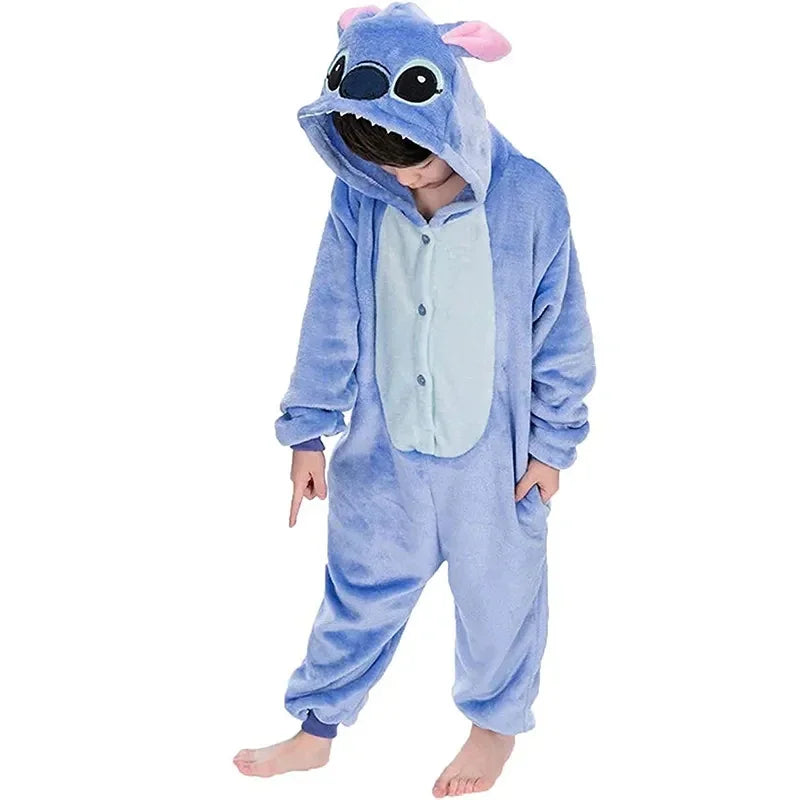 Gemütlicher Cartoon-Anime-Cosplay-Pyjama für Kinder zum Kuscheln im Anime-Stitch-Engel-Kostüm für Kinder