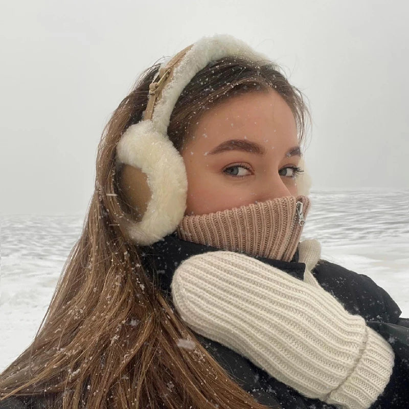 Foldable Plush Ear Muffs for extra Cozy Winter Warmth for Women and Men ideal for sports skiing cycling running ear protection