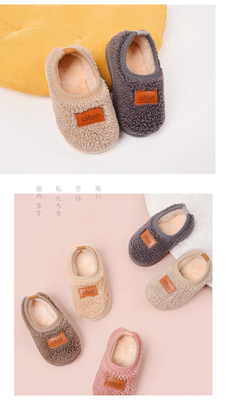 Soft snuggle warm cute cotton Slippers for kids with plush