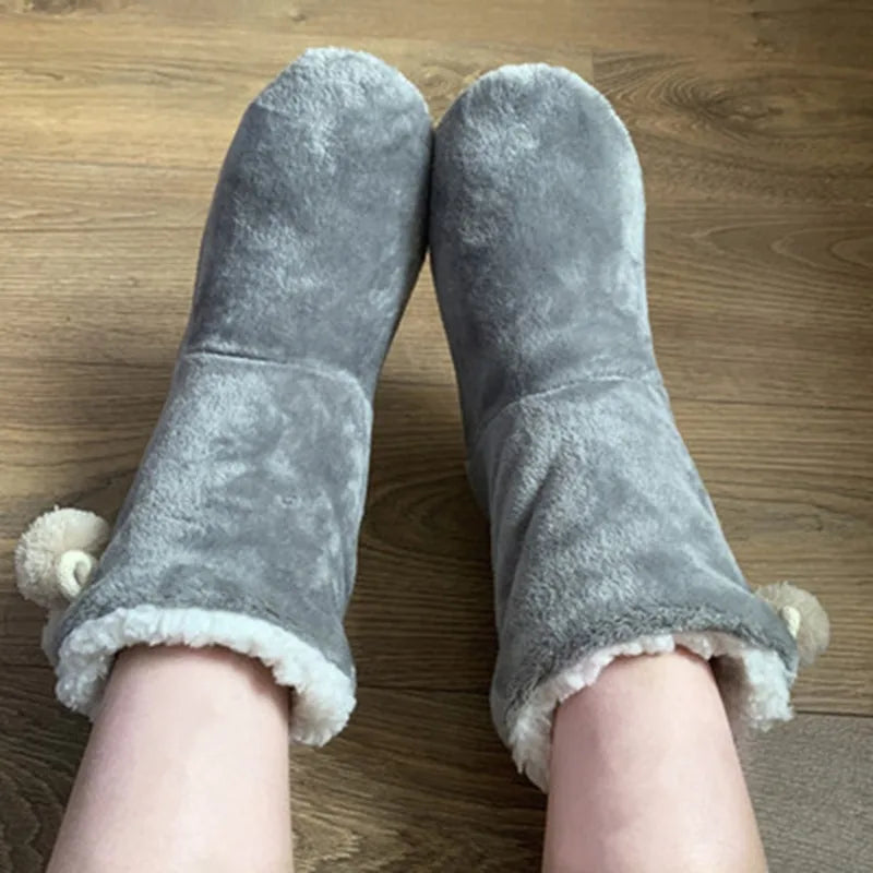 Weiche, dicke, warme Thermosocken für Weihnachten, Unisex, für den Winter, Plüsch, Anti-Rutsch-Hausschuhe, Größe EU 35–44 