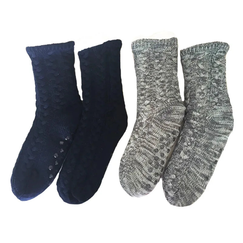 Hiver épais moelleux chaud confort hommes effet thermique maison chaussettes ou pantoufles