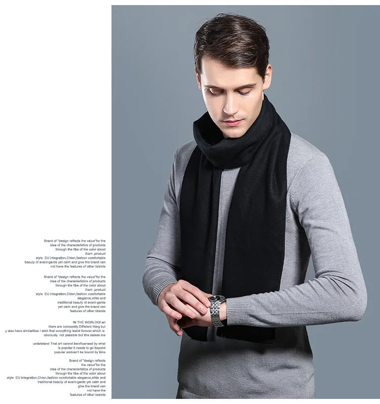 Écharpe sophistiquée en mélange de cachemire pour homme, à carreaux chauds, pour l'hiver, look décontracté et professionnel, cadeau parfait 