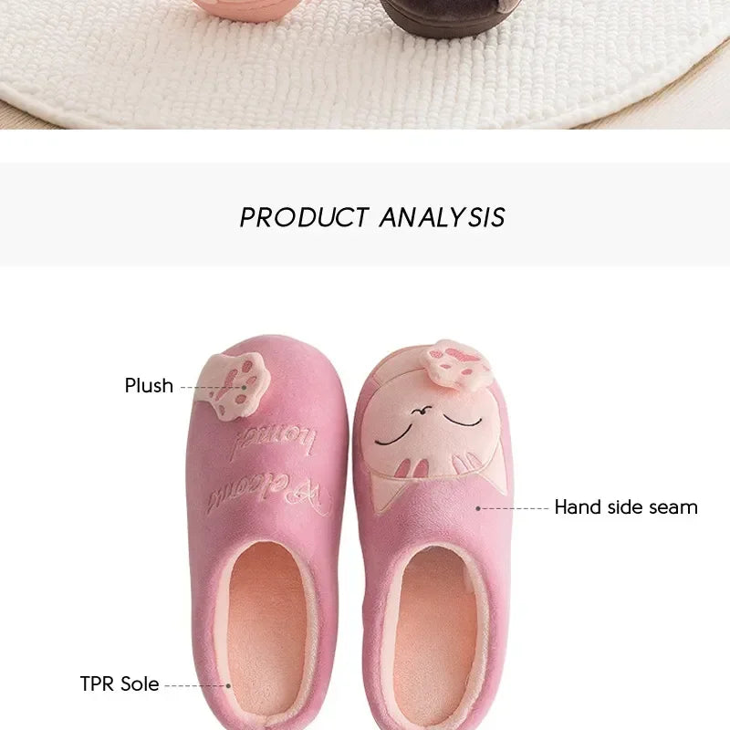 Cozy Cat cartoon Women's Slippers for extra  Winter Warmth and Non-Slip Comfort!