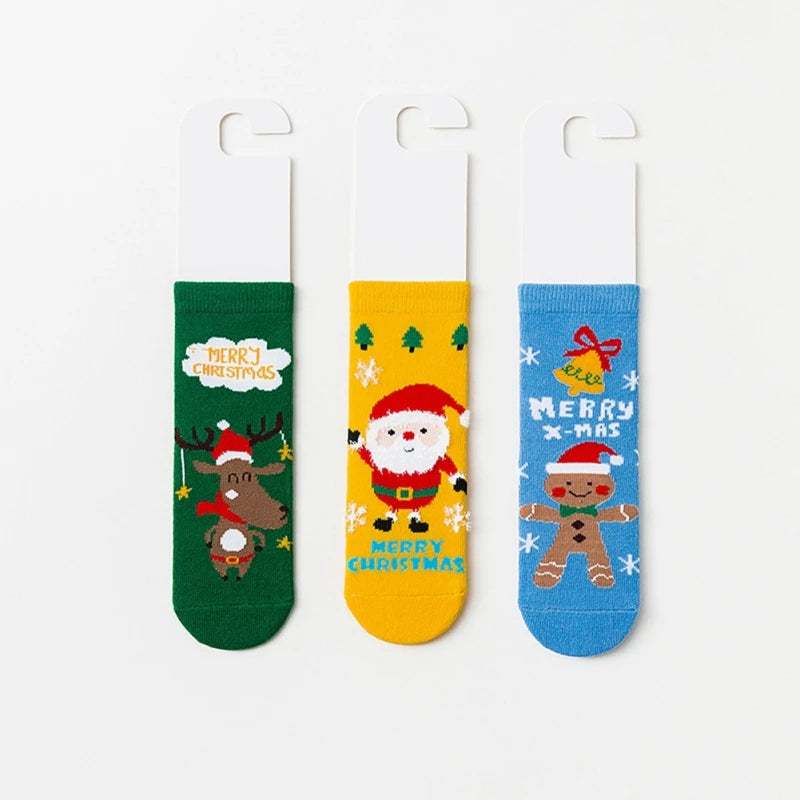 Set of 3 pair of cozy Christmas socks for kids - snowman and Santa designs (ages 1-12)