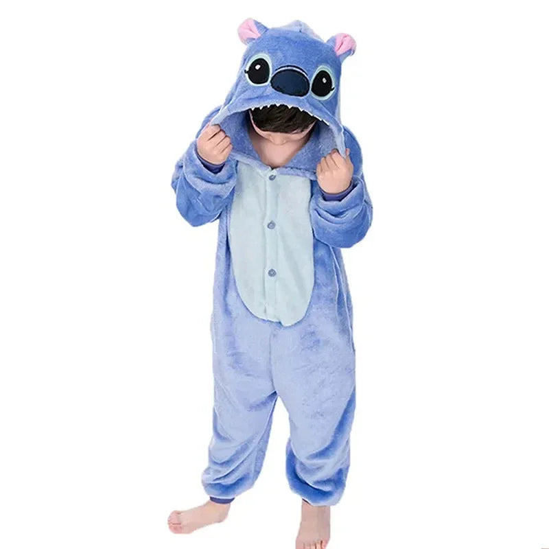 Gemütlicher Cartoon-Anime-Cosplay-Pyjama für Kinder zum Kuscheln im Anime-Stitch-Engel-Kostüm für Kinder