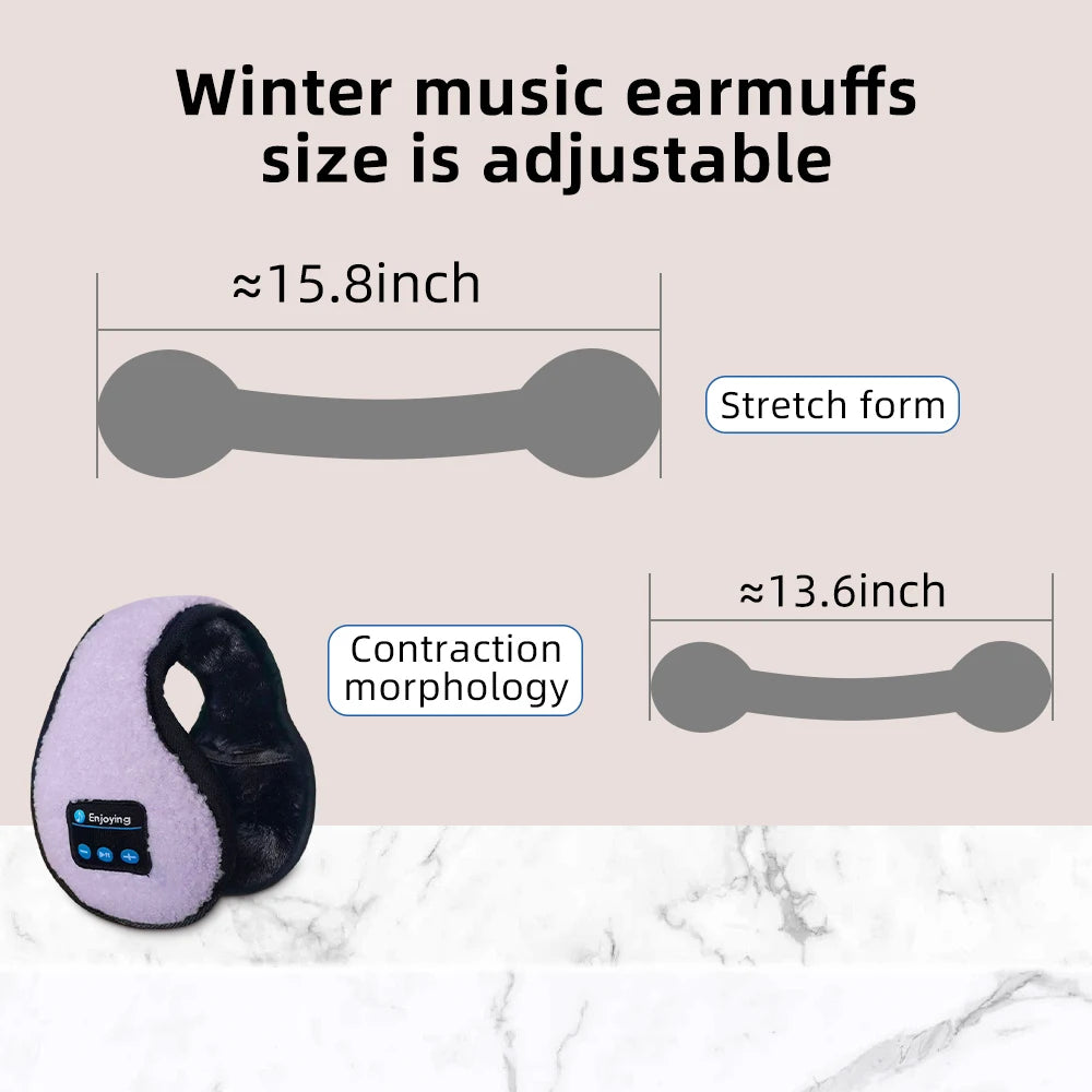 Casque antibruit Bluetooth sans fil pour plus de chaleur hivernale avec haut-parleurs HD intégrés pliable sport ski hommes femmes filles garçons