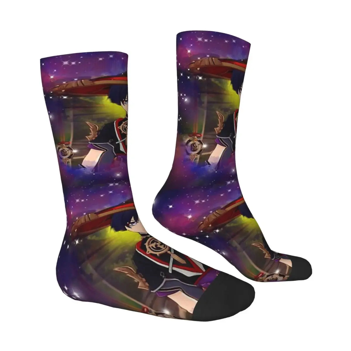 Genshin scaramouche impact husbando mens trendy anime socks modern novelty stockings, perfect gift