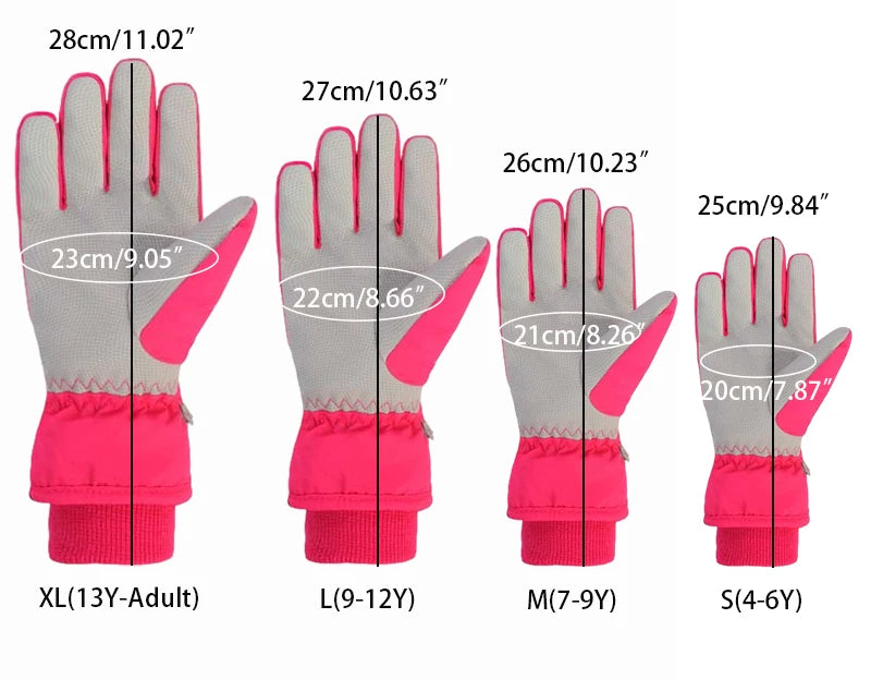 Premium winter snow  waterproof, thicken mittens gloves  to keep kids' fingers warm during skiing & snowboarding for kids