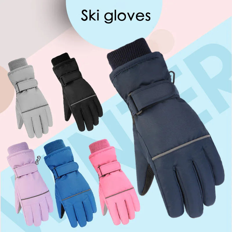 Premium winter snow  waterproof, thicken mittens gloves  to keep kids' fingers warm during skiing & snowboarding for kids