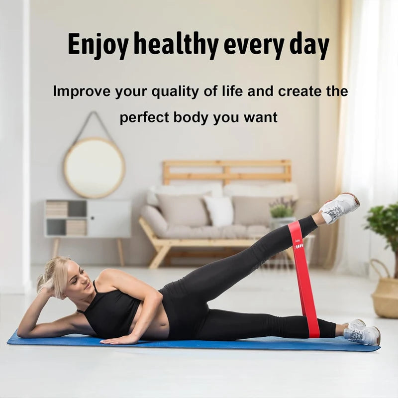 Enhance your home Workout with this  set of 5 resistance Loop exercise bands for fitness, Strength Training, and Physical Therapy for yoga pilates muscle strenth training stretching and more