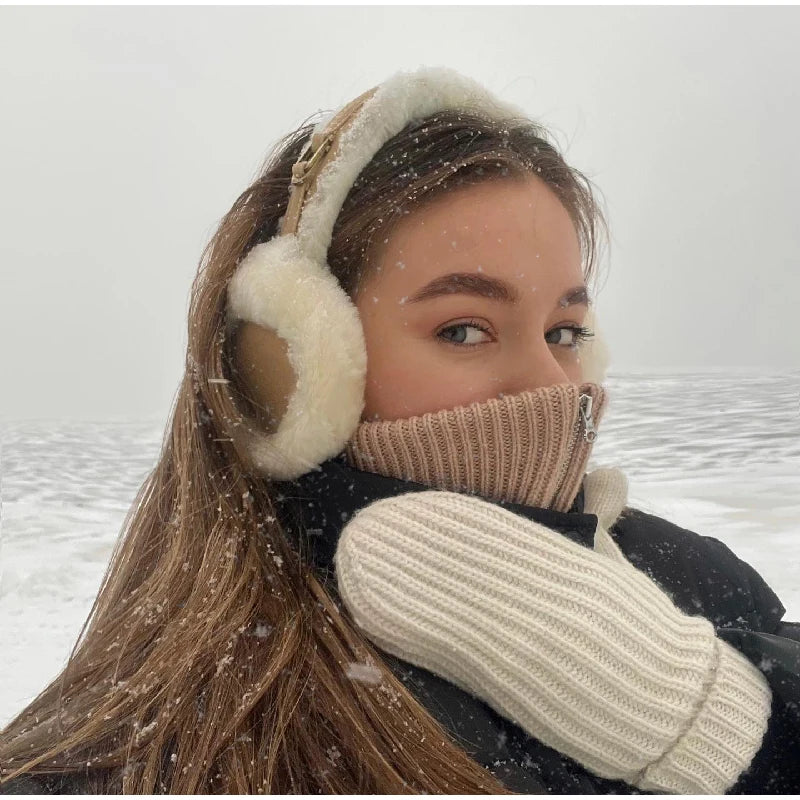 Foldable Plush Ear Muffs for extra Cozy Winter Warmth for Women and Men ideal for sports skiing cycling running ear protection