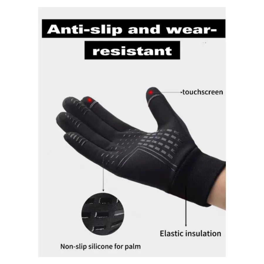 Winter added light velvet waterproof outdoor riding motorcycle bike length finger can touch screen wear resistant gloves