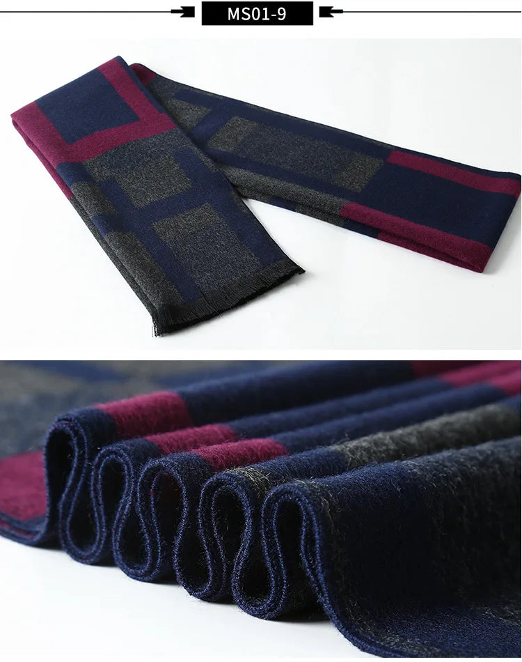 sophisticated cashmere blend warm plaid men's Scarf for winter, casual-business look  perfect Gift