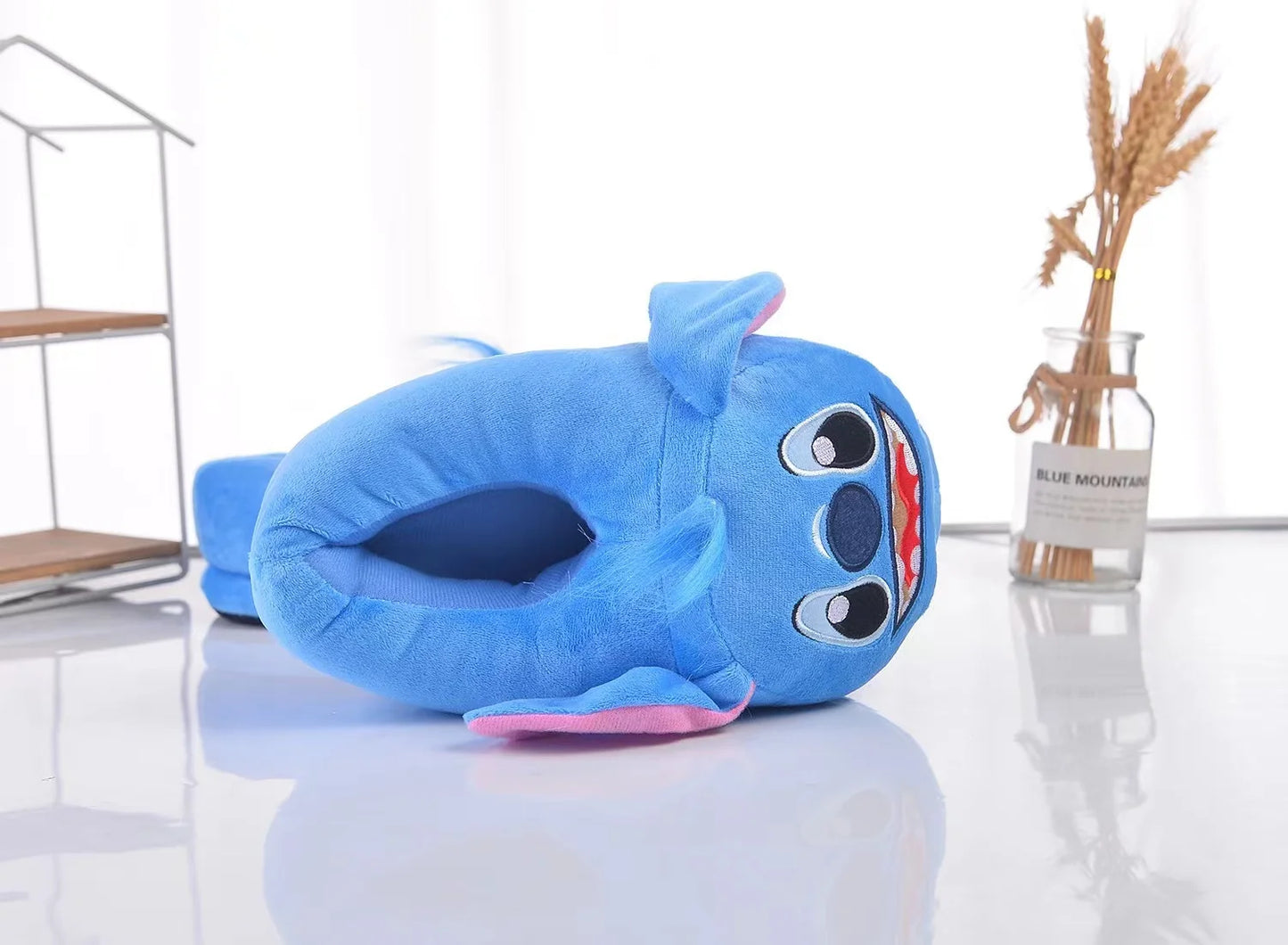 Disney stitch cotton slipper anime cartoon model winter warm indoor shoes toys plush stuffed home slippers baby birthday gifts 35-39 size