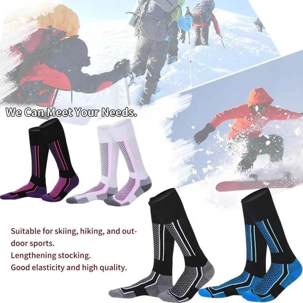 Chaussettes de ski épaisses pour femmes, hommes, enfants-chaussettes de sport hautes anti-froid pour le ski, la randonnée