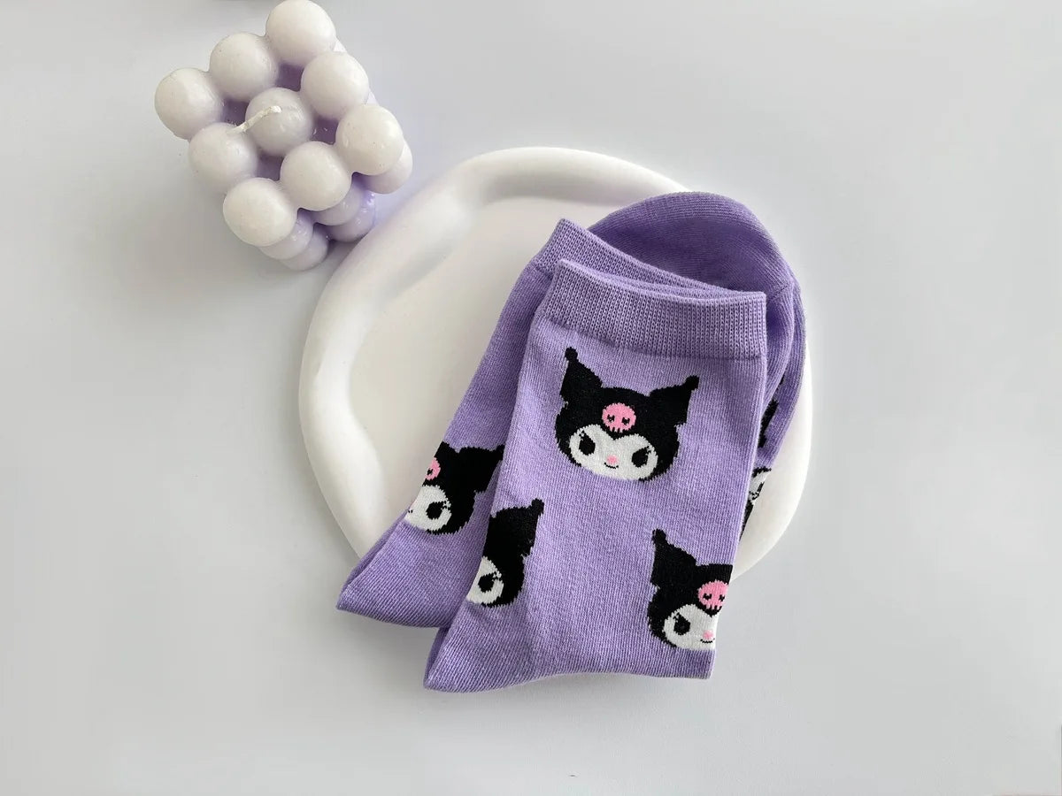 Purple Cartoon Socks: Embrace Your Inner Cute Witch with Disney Sanrio Kuromi! girls ladies kids