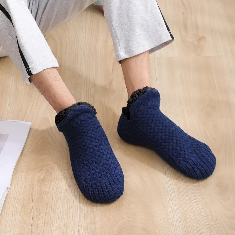 Cozy winter warmth with knitted socks for men with non-slip foot warmer snow cold fuzzy