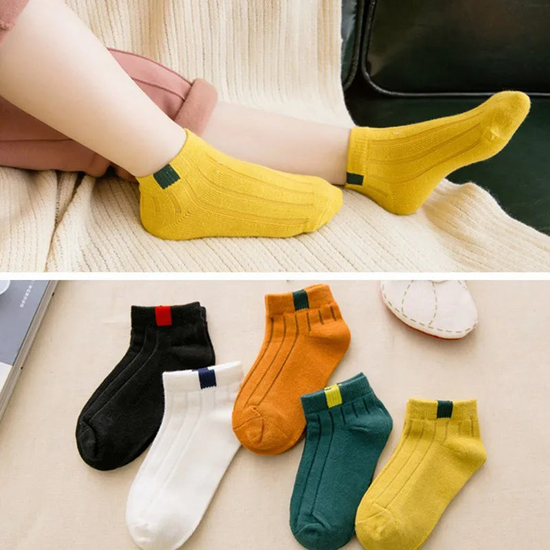 5 pairs set of cute cotton kids socks for all seasons a breathable mesh delight (3-11 years)