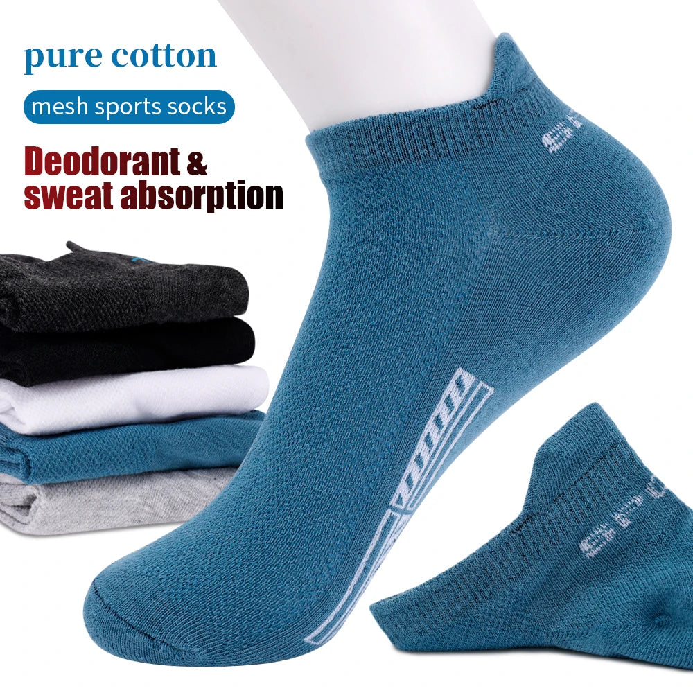 High-Quality Men's Cotton Sports Ankle Socks - Breathable, Comfortable, and Stylish for Summer (Sizes 38-45)