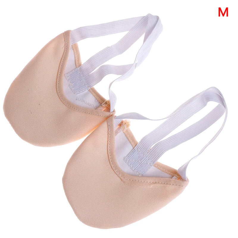 Elegant beige rhythmic gymnastic half shoes socks for child and adult with pig skin sole, perfect for dancing