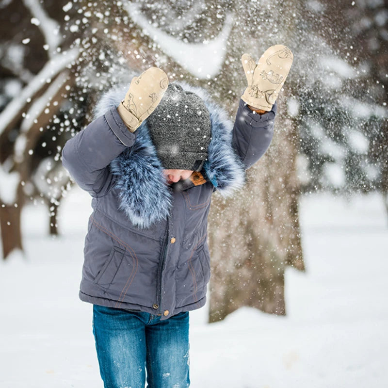 Warme, rutschfeste Fäustlinge, Schnee-Skihandschuhe für Kinder