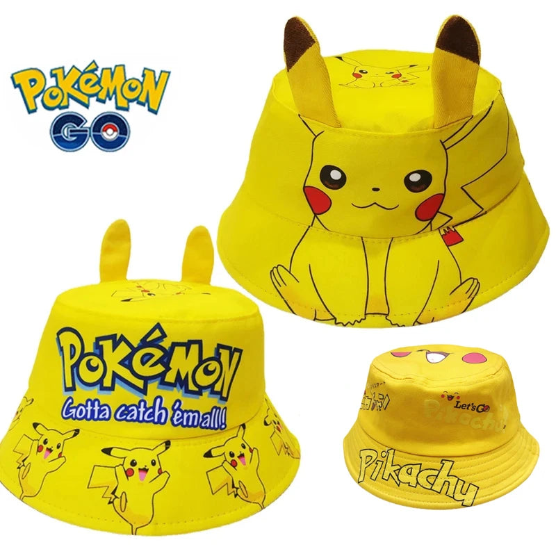 Kuromi panama summer sun hat cap for kids: anime cute big ear cartoon fisherman cap - summer sun protection with style! for holidays and sea 3-12 years old boys girls picachu pokemon